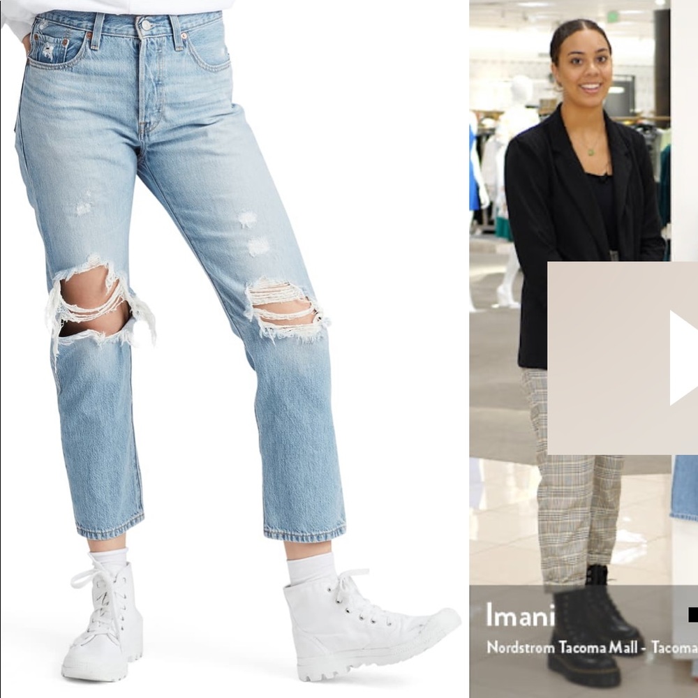 Montgomery patch Levi crop jeans